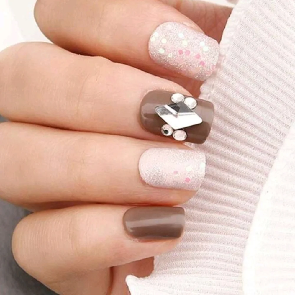 3D Rhinestone & Glitter Press On Nails